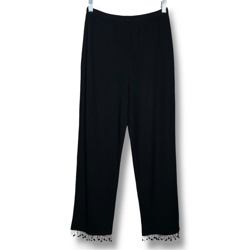 Vintage Black Knit Pants with Sequin Tassels